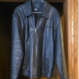 George Men's Black Leather Jacket